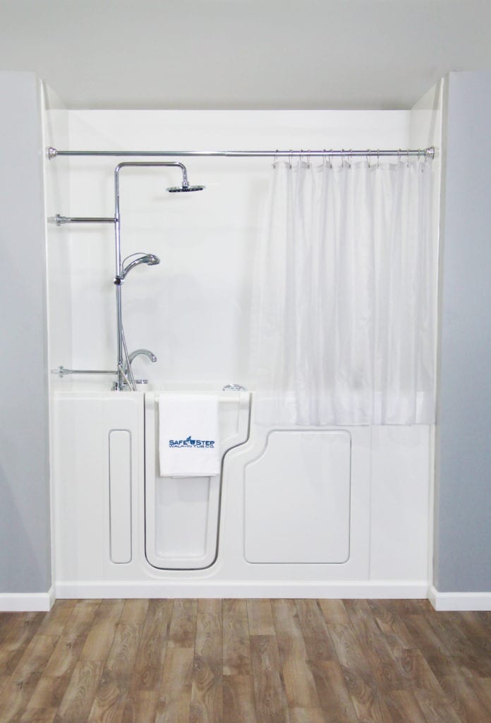 walk-in tub shower combo with shower curtain