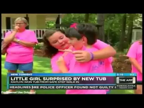 Family celebrating daughter receiving walk-in tub