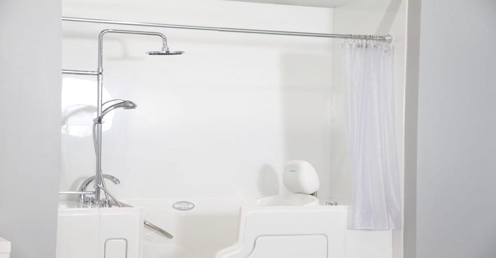 walk-in tub shower combo with curtain