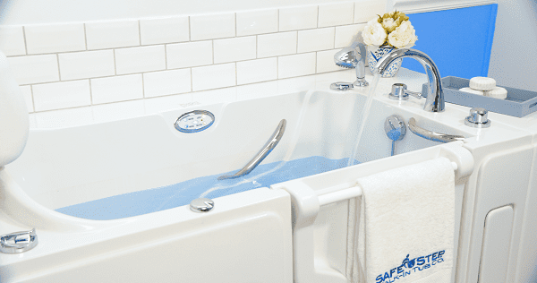 walk-in tub with a rapid fill faucet