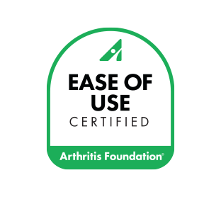 Ease of use certified badge from the Arthritis Foundation
