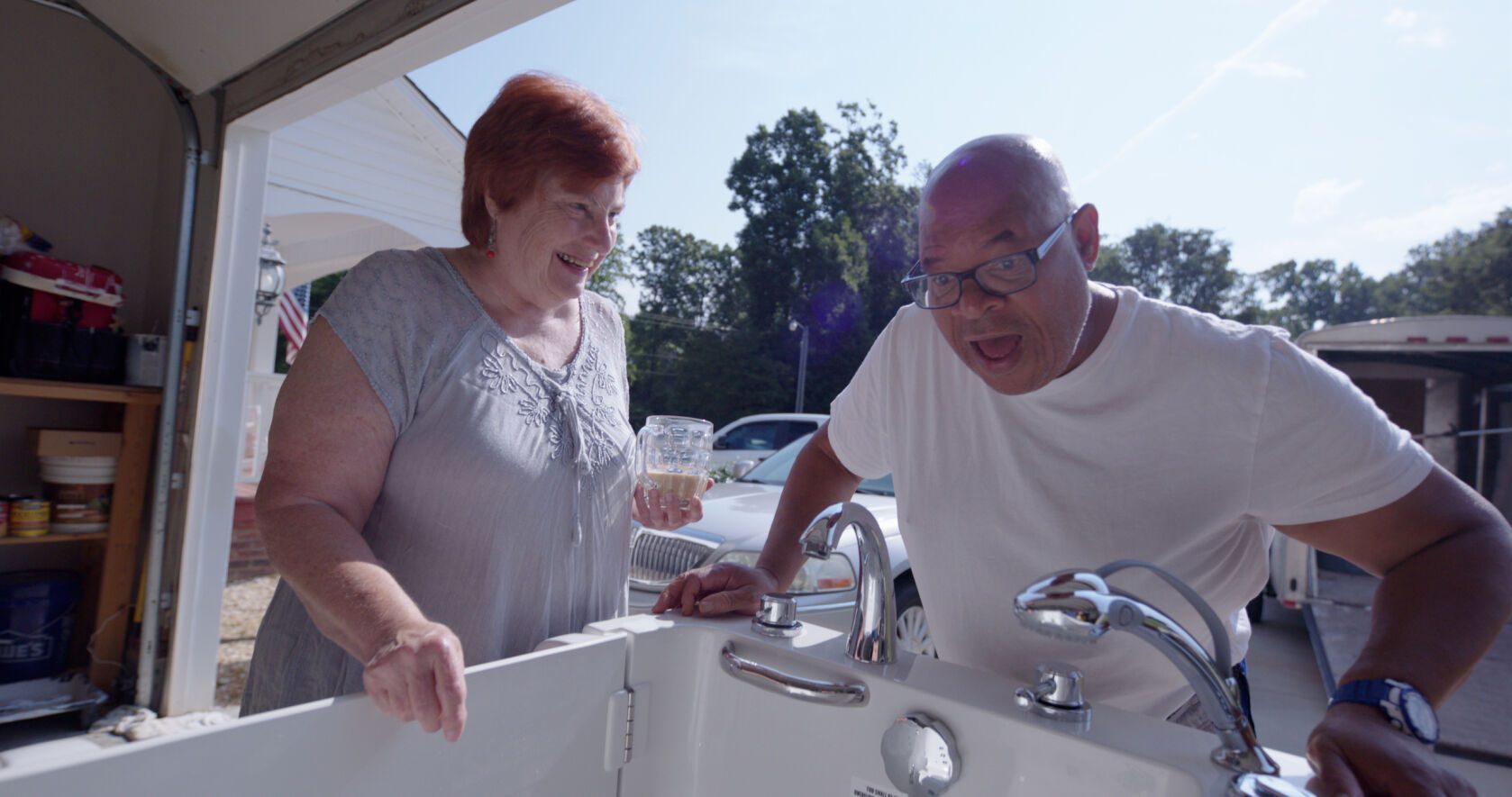 Man seeing his walk-in tub show up at his house