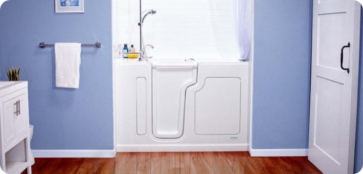 View of the walk-in tub in a bathroom