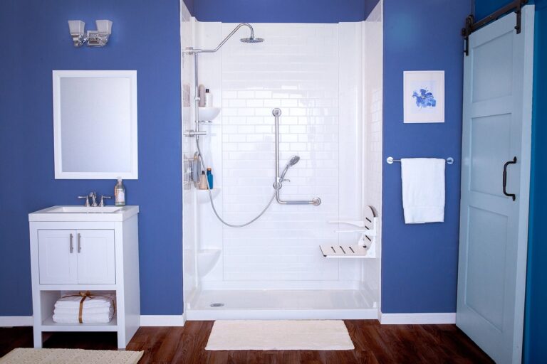walk-in shower with bench