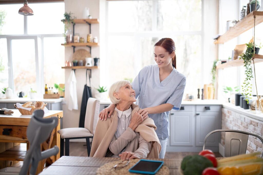 caregiver with an elderly woman