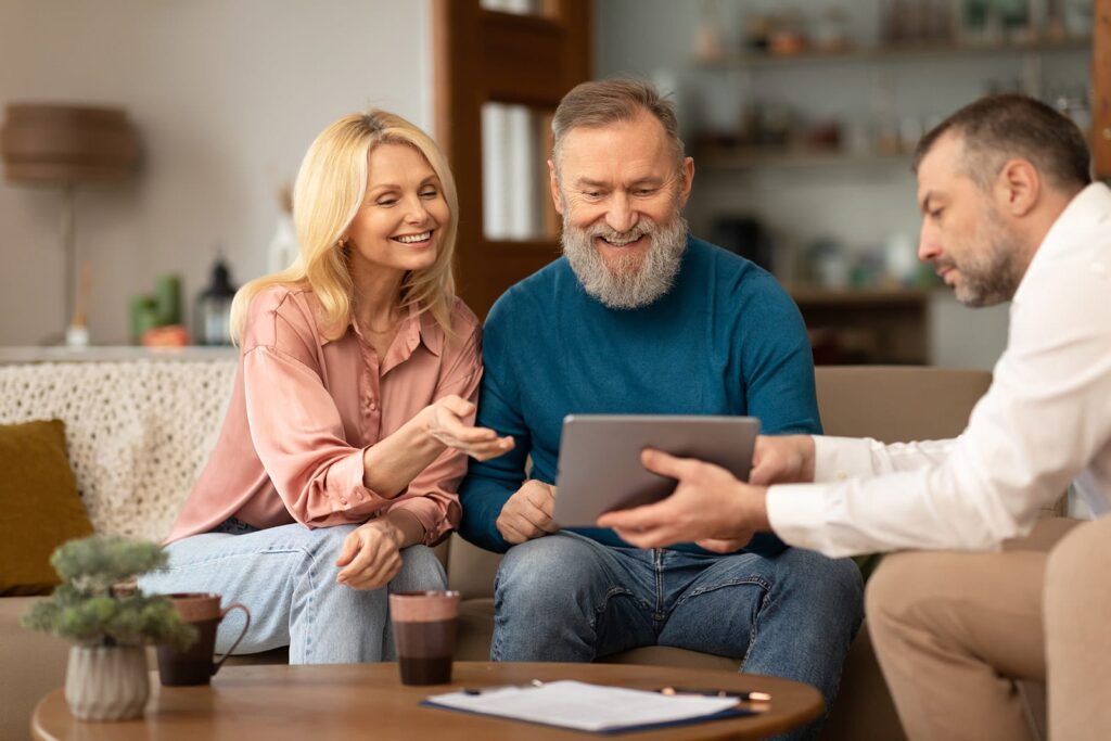 a couple consulting with a sales representative